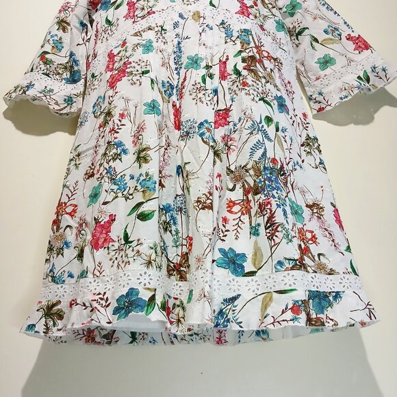 Anthropologie Sanctuary Ellie White Floral Print Lined Eyelet Causal Dress Sz S - Picture 5 of 10